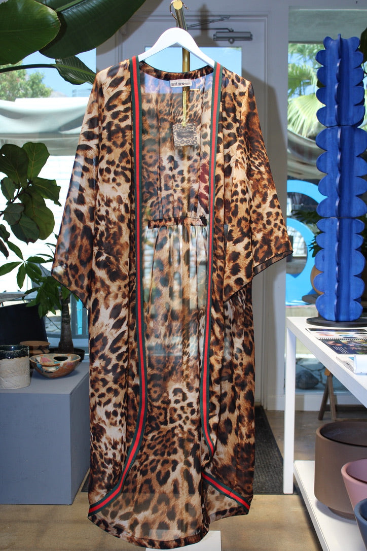 Leopard Print Kimono Robe