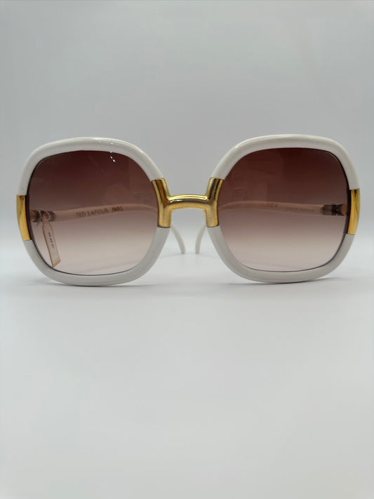 White & Gold Ted Lapidus Vintage Sunglasses