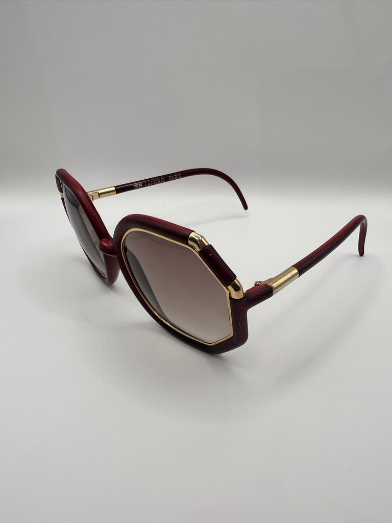 Burgundy Faux Leather Ted Lapidus Vintage Sunglasses